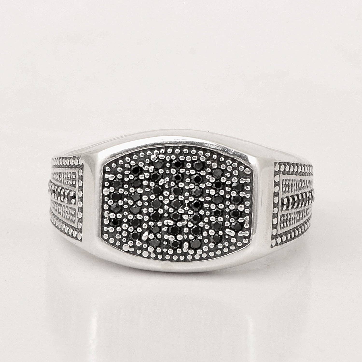 Star Joya - Wholesale Signet Ring - Mens Black Spinel Rings Solid 925 Sterling Silver Round Black Spinel Signet Rings4