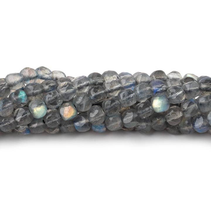 Lot de 78 perles cubiques microfacettées en labradorite de 4 mm, 12 pouces pour la vente par The Bead Traders