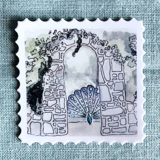 Peacock Stamp Sticker for wholesale by watercoloratx