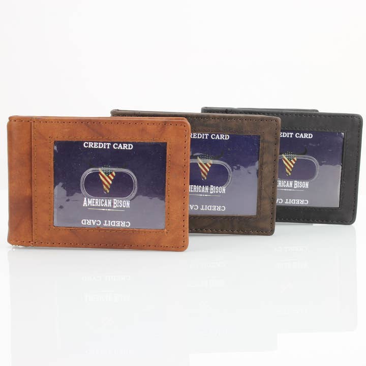 Pince à billets à huile American Bison avec fenêtre d'identification 15723 pour la vente par Leather Impressions Inc