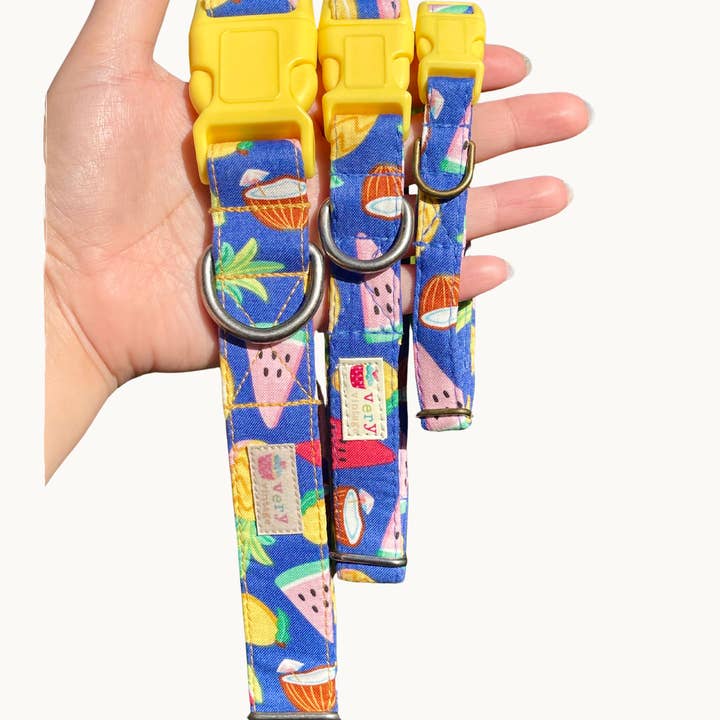 Tropical Dog Collar Fruit Print Summer Style Handmade USA for wholesale by Very Vintage Designs