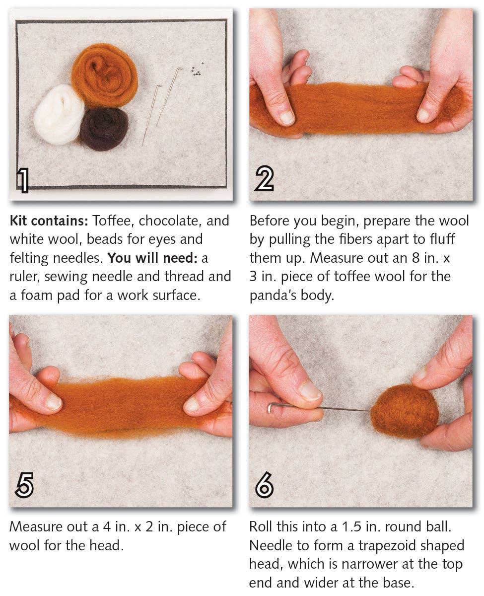 Woolpets – wholesale DIY craft kit – Red Panda Felting Kit2
