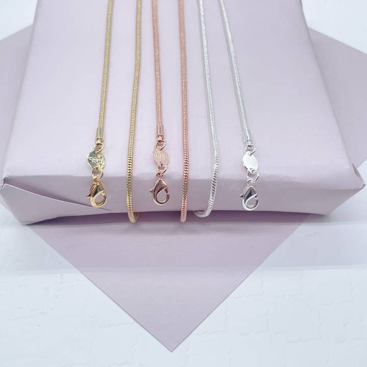 Milie - Wholesale Link & Chain Necklace - 18k GF 1.5mm Round Snake Chain3