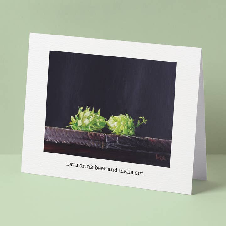 „Lad os drikke øl og lave ud“ lykønskningskort for engroshandel hos Betsie Studios