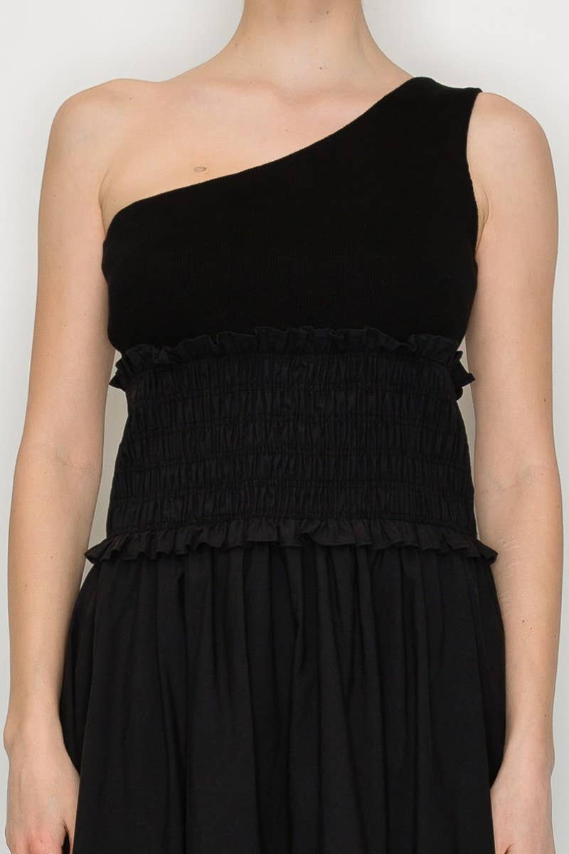 Creamon - Wholesale Dress – Women's - One Shoulder Poplin Maxi Dress0