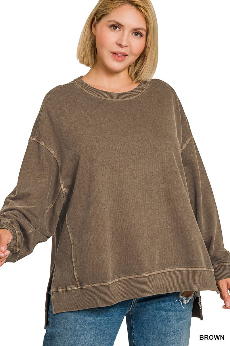 Vanilla Monkey – wholesale Sweatshirt – Women's – Plus F/terry Pigment Dye And Enzyme Washing Pullover3