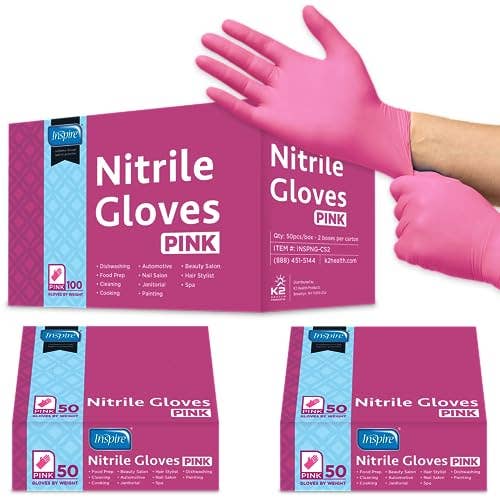 Inspire - Wholesale Cleaning Gloves - Inspire Nitrile Pink case of 5006