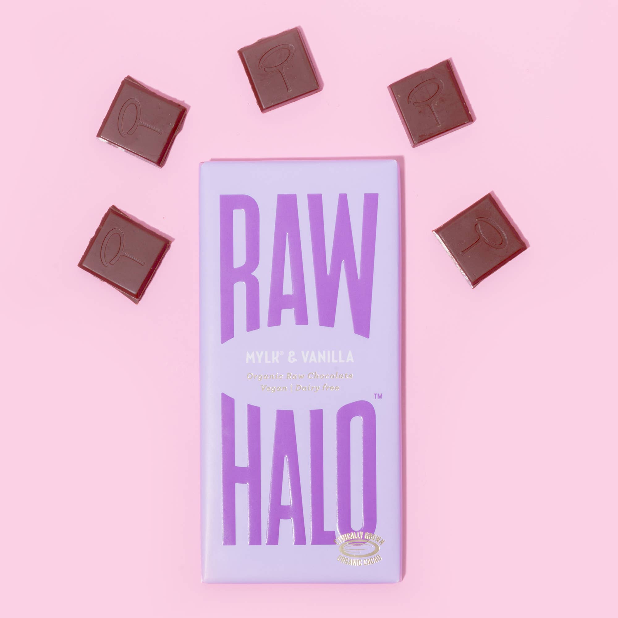 Raw Halo - Wholesale Chocolate Bar - Mylk & Vanilla Organic Vegan Chocolate 70g (Case of 10)1