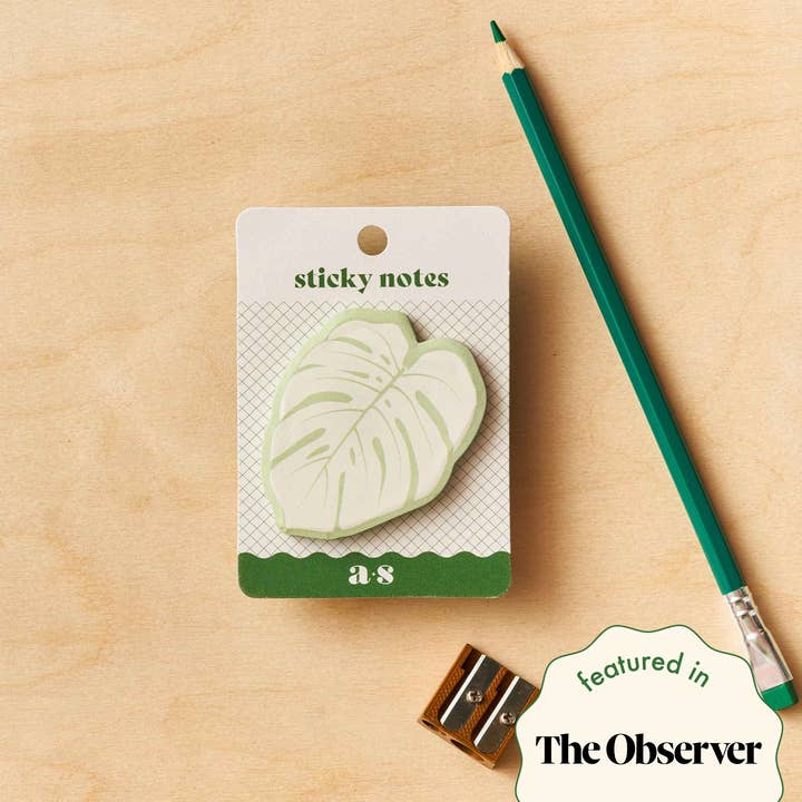 Another Studio - Wholesale Sticky Notes - Monstera Leaf Sticky Notes, botanical stationery memo pad