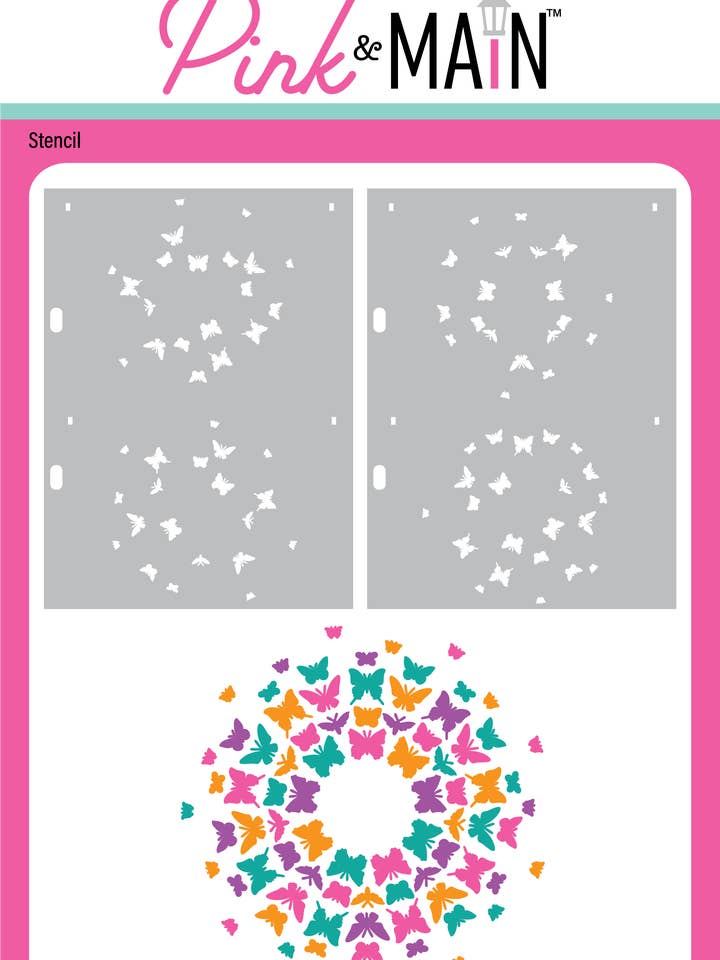 Radiating Butterflies Stencil (Set of 2) for wholesale by Pink and Main