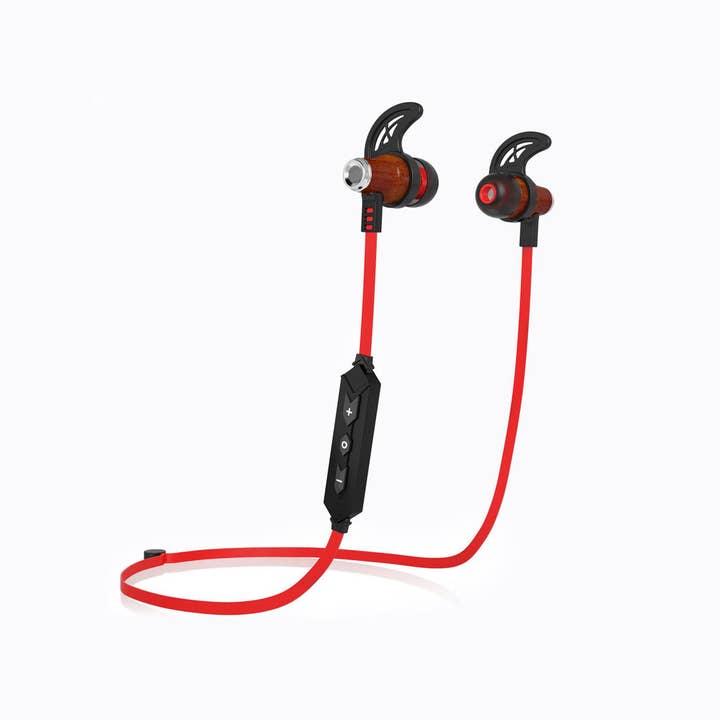 Symphonized – wholesale Headphones – NRG Bluetooth Wireless In-ear Wood Headphones - Red