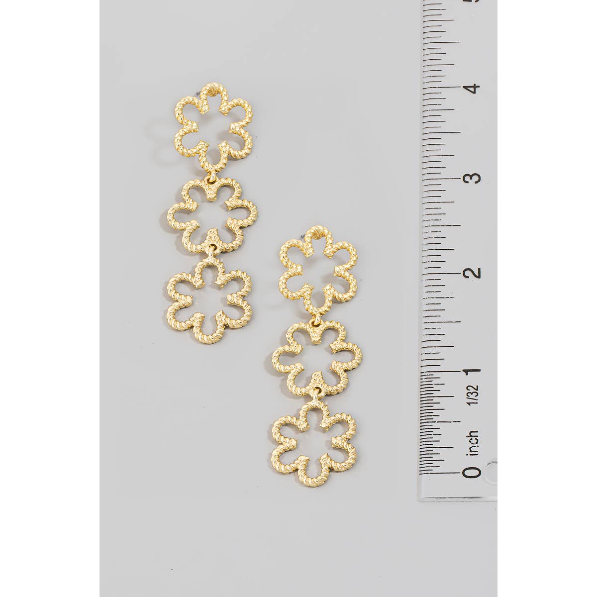 The Looks by Fame Accessories - Wholesale Dangle Earrings - Triple Flower Drop Earrings1