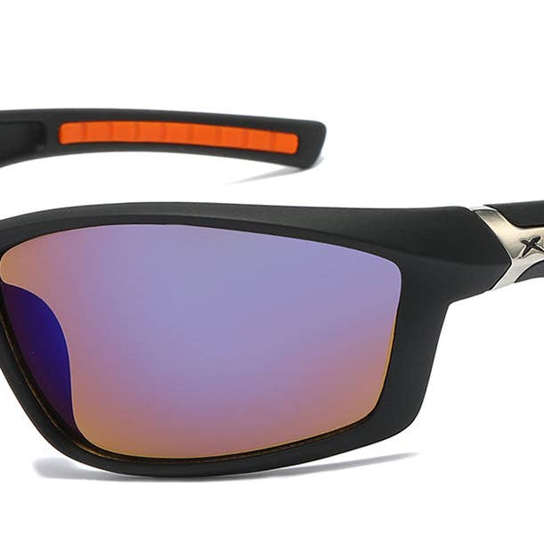 Retro Sports Sunglasses - Black/Color Accent for wholesale by Luna Sunglasses