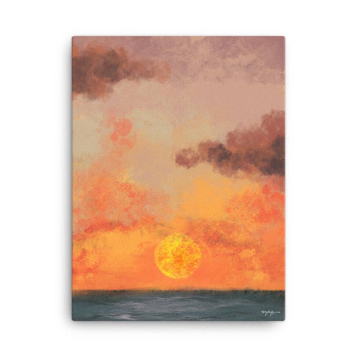 Rebirth Sunrise Coastal Fine Art Canvas Print for wholesale by William DePaula Fine Art