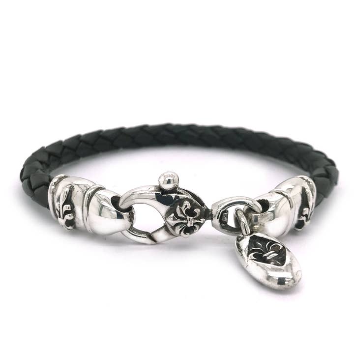 Bracelet en cuir argenté Lily Carabiner Xs Barrel Lilies 7 pour la vente par ElfCraft
