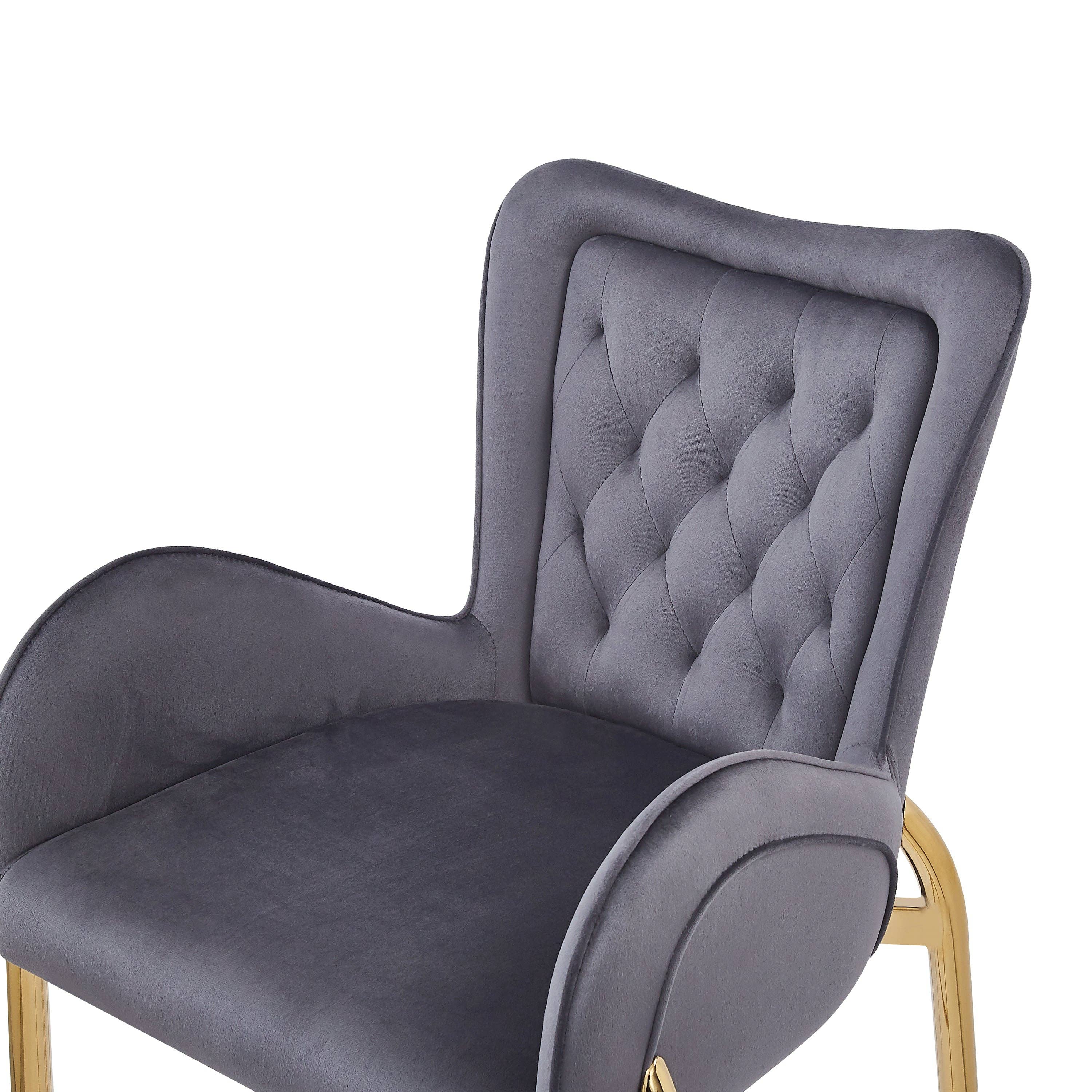 39F Inc. - Wholesale Stool - 28.75in Gray Velvet Counter Stools with Gold Legs, 2pk16