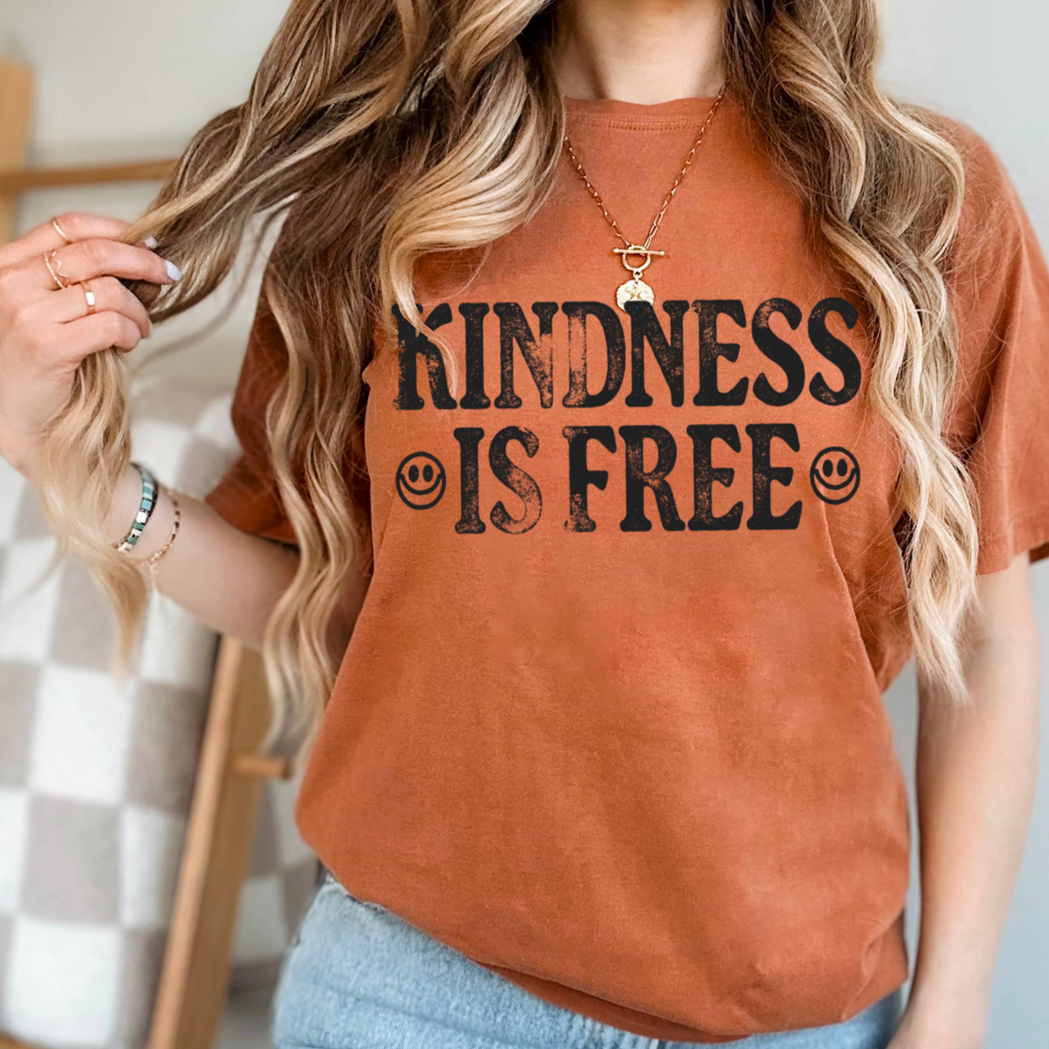 Shoppe SHC - Wholesale Screen Printed T-Shirt - Women's - Kindness Is Free Comfort Color Screen Print Graphic Tee19