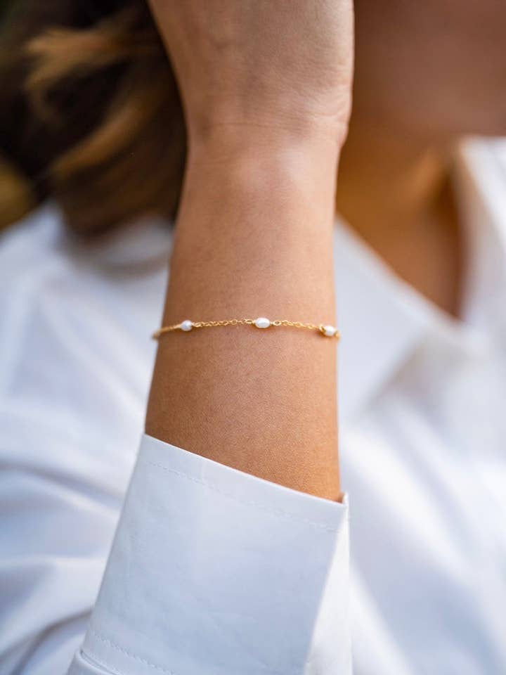 Dainty Pearl Multi Bead Bracelet for wholesale by Saucey and Wubs Designs, LLC