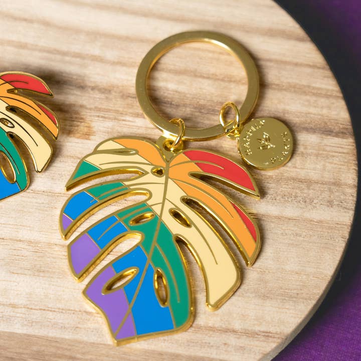 Happily Plants - Wholesale Keychain - Women's - Monstera Keychain & Bag Charm, Pride Rainbow Stocking Gifts4