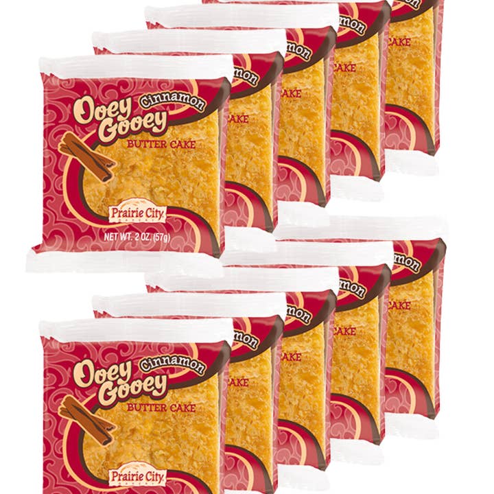 Shop The King - Wholesale Cake - Prairie City Bakery Ooey Gooey Butter Cake Individually Wrapped 2 Ounce Snack Cakes Pack of 10 (Cinnamon)