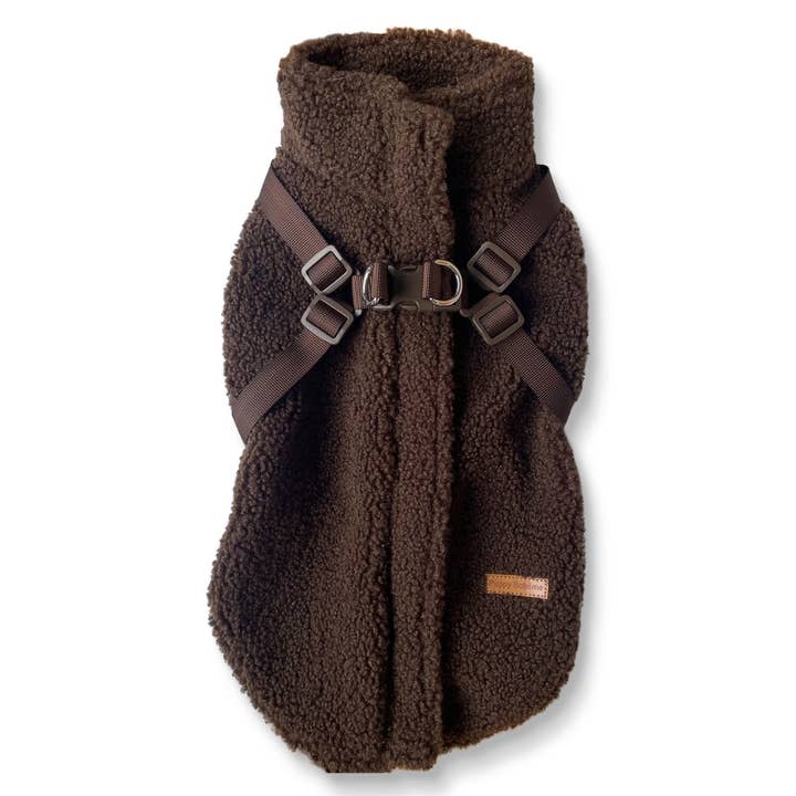 Puppy Bohème - Wholesale Pet Coat - Dog - Teddy coat with harness espresso0