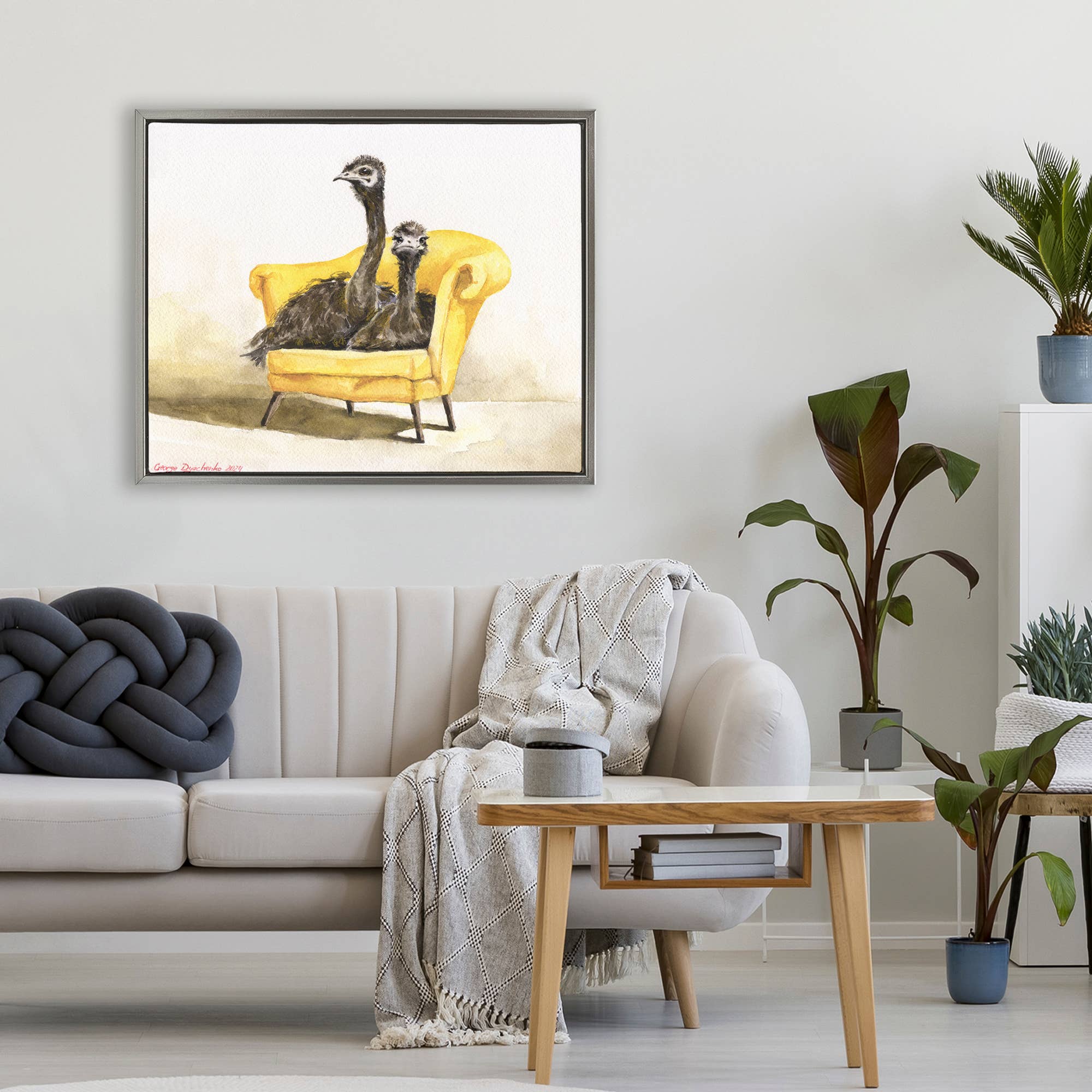 Stupell Industries - Wholesale Wall Sign - Funny Ostriches on Yellow Chair - Framed Wall Art5
