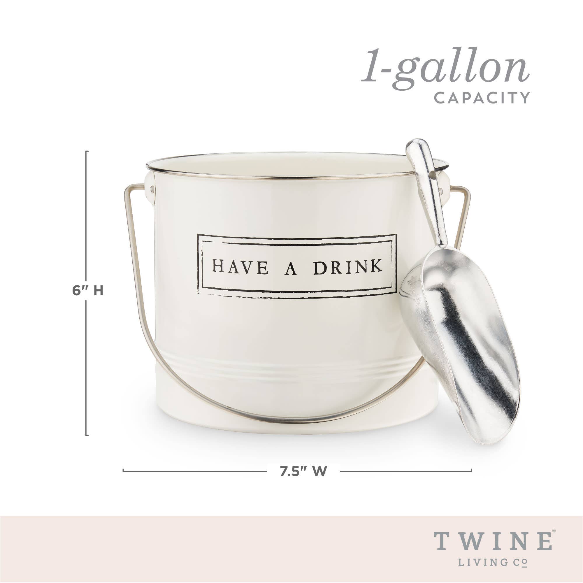 Twine - Wholesale Ice Bucket - Galvanized Metal Ice Bucket and Scoop Have A Drink in White6