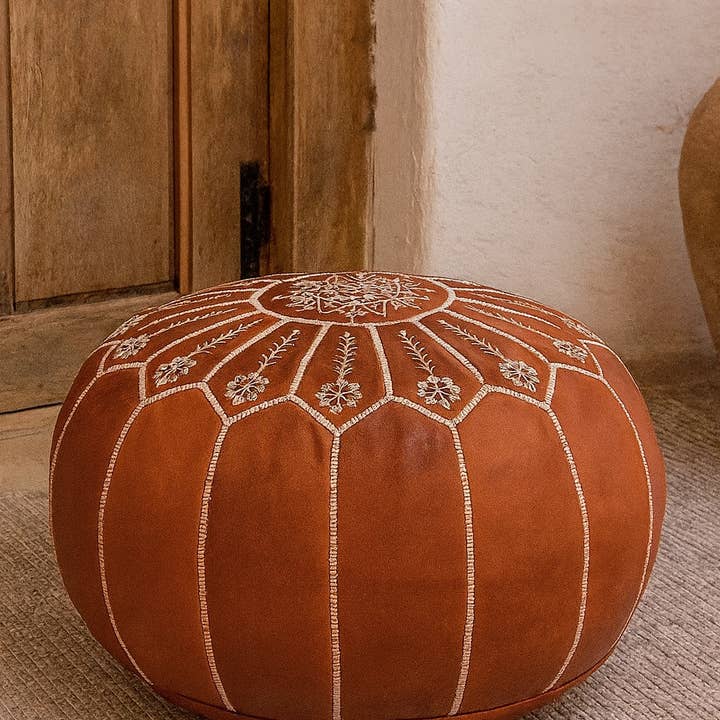 Ufyldt marokkansk læder osmannpuf - Brun for engroshandel hos Mikwi