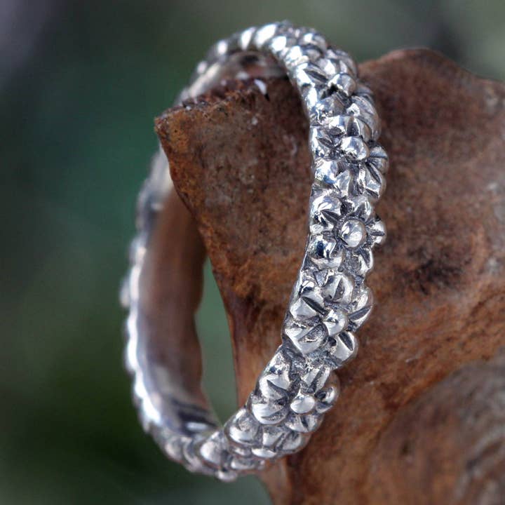 NOVICA - Wholesale Band/Stacked Ring - NOVICA Silver Garland Sterling silver flower ring1