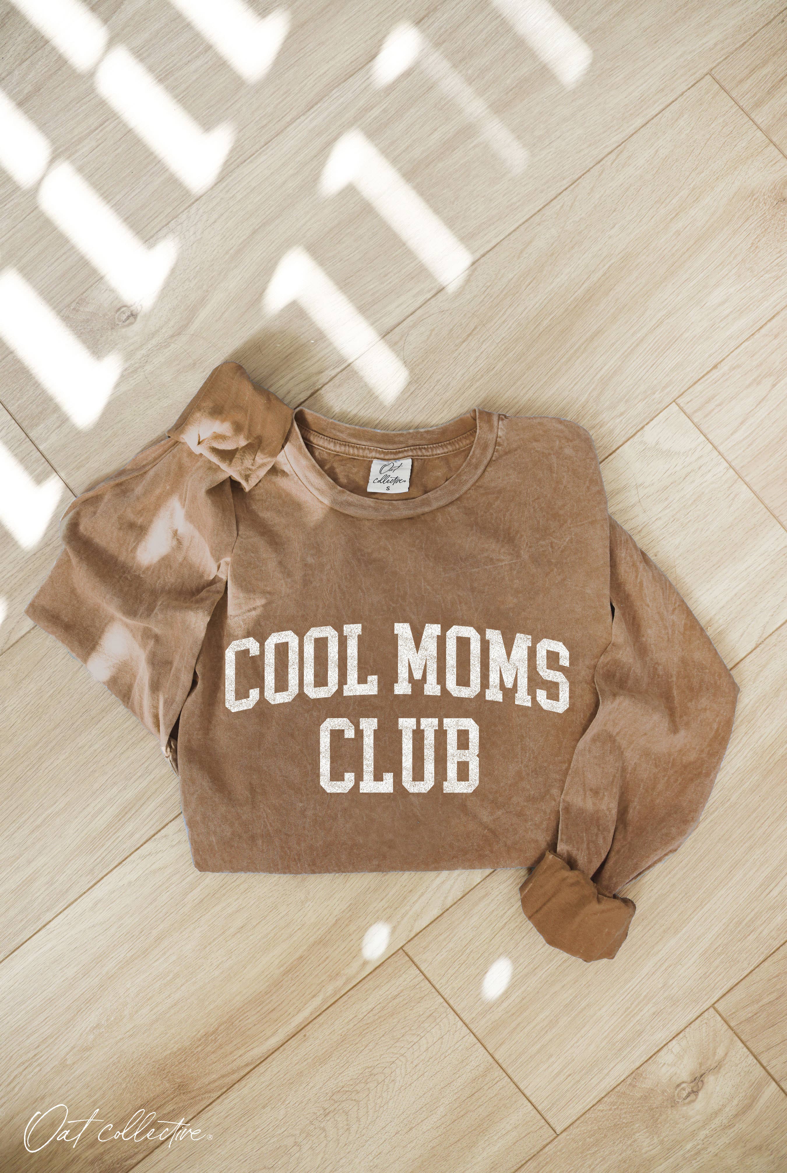 OAT COLLECTIVE - Wholesale Screen Printed T-Shirt - Women's - COOL MOMS CLUB Mineral Washed Long Sleeve Graphic5