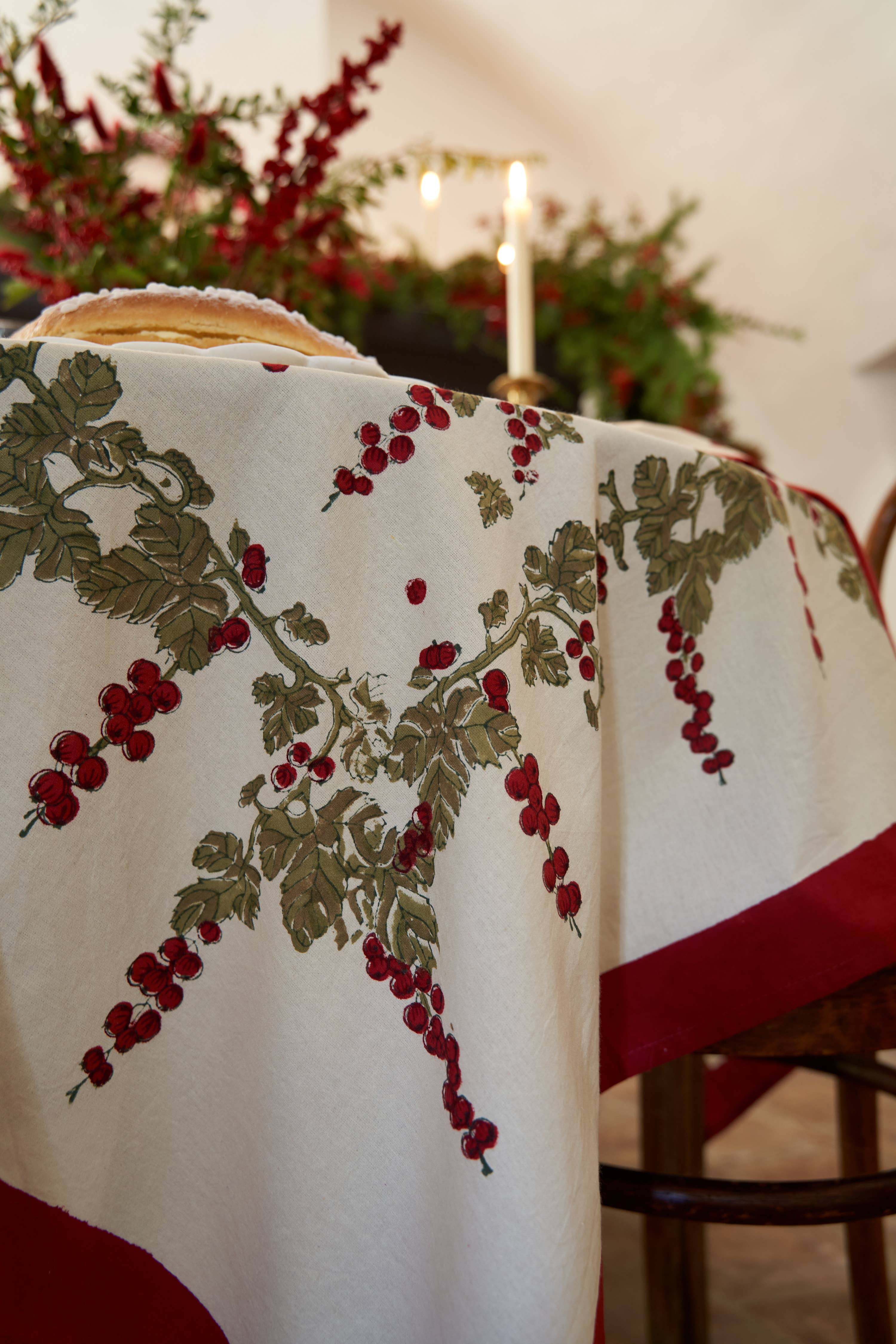 Couleur Nature - Wholesale Tablecloth - Gooseberry Red & Green | French Tablecloths17