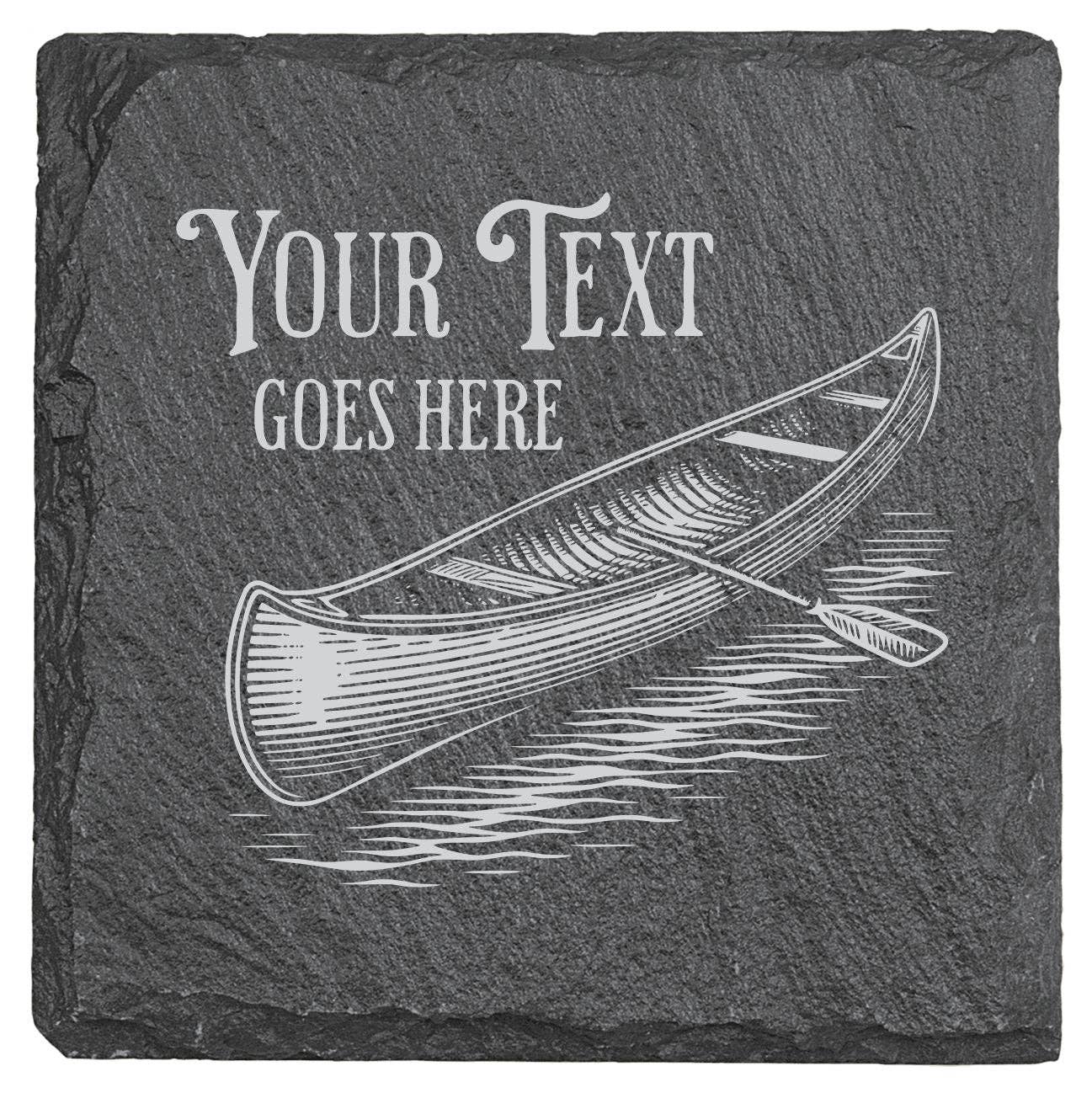 Adirondack Etching LLC - Wholesale Coasters - Canoe Personalized - Slate Coaster0