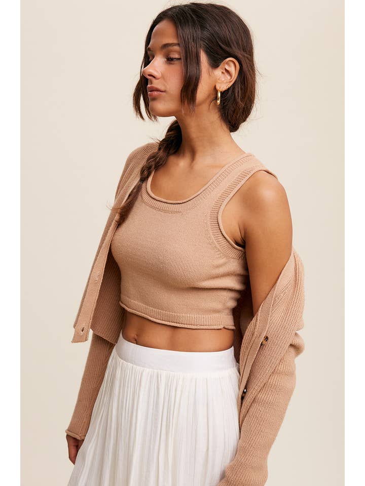 Listicle – Engroshandel Overdelssæt – til kvinder – Ribstrikket Cardigan Sæt LWSET00523