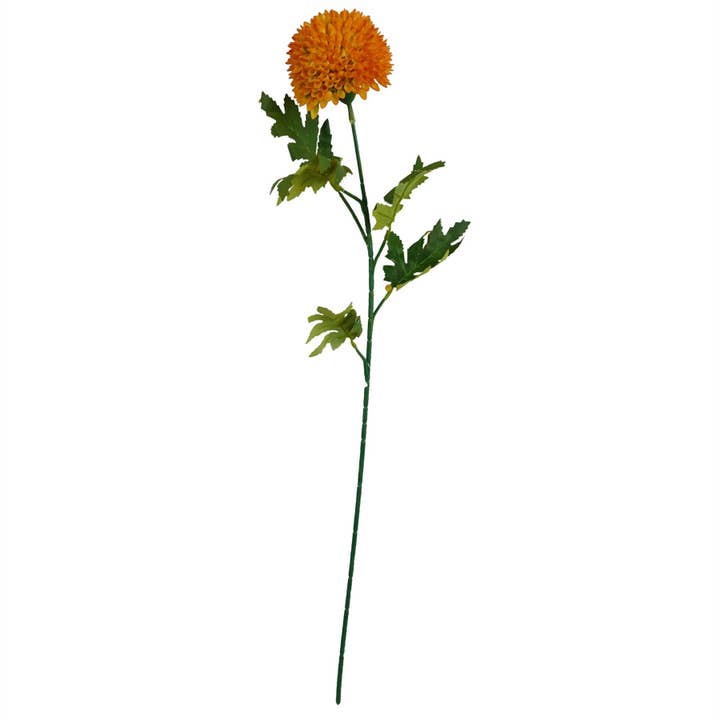 Leaf Design UK LTD - Wholesale Artificial Flowers - Pack 6x 70cm Large Ball Dahlia Artificial Flower Stem Yellow2
