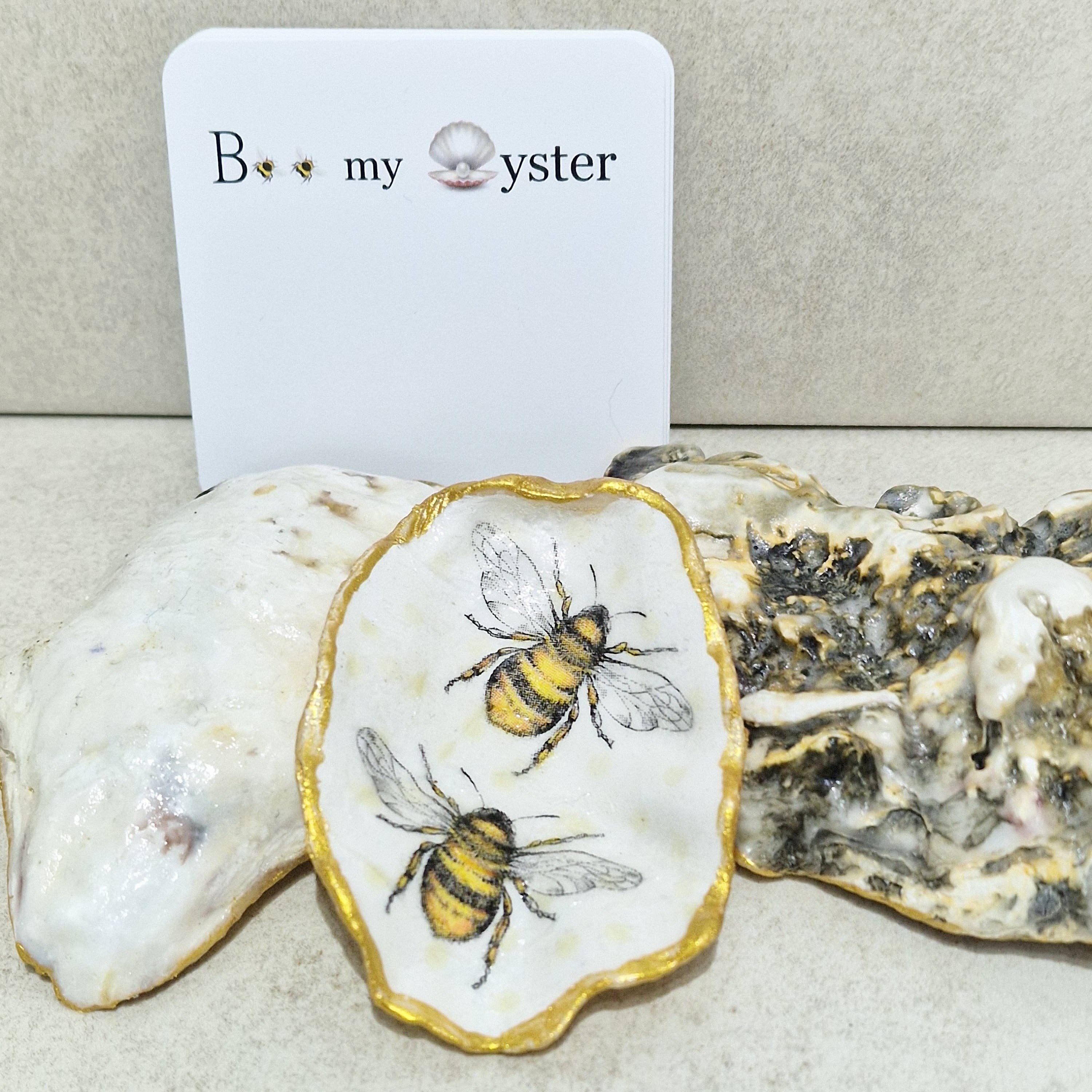 Bee my Oyster - Wholesale Jewelry Dish - Bumble Bee Duo Oyster Shell Decorative Trinket Dish 7cm1