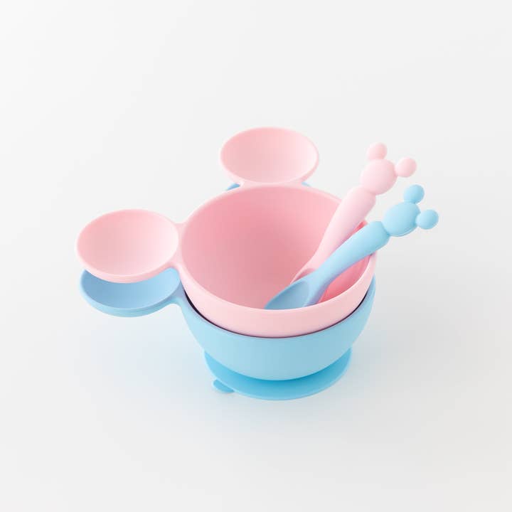 Bumkins - Wholesale Feeding Set - Baby - Silicone First Feeding Set: Minnie Mouse Light Pink