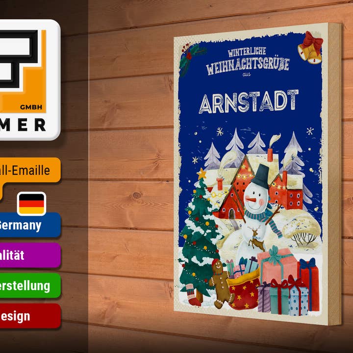 Femer - Wholesale Sign - Wooden sign Christmas greetings ARNSTADT gift 20x30cm2