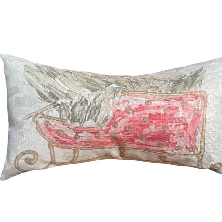 Southern Cotton Mill - Wholesale Lumbar Pillow - GA Christmas Sleigh Lumbar Pillow
