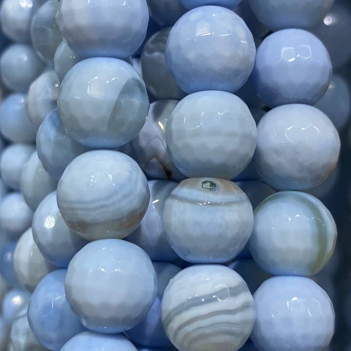 Blå Lace Agat - Poleret Blå blonde agat - (poleret) - rund/facetteret for engroshandel på Faire1