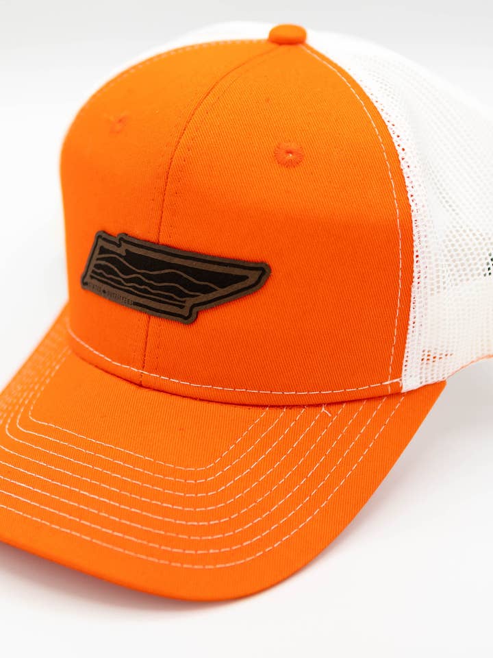 Cappello Tennessee in pelle con toppa - arancione/bianco per la vendita all'ingrosso da parte di Stated Brands