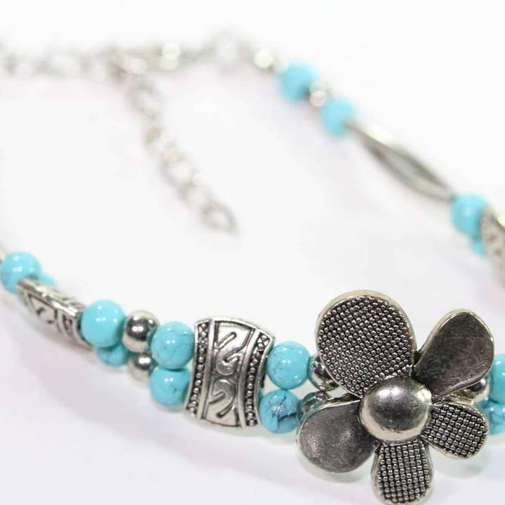 Zilveren bloemblaadje bloemen armband voor wholesale door Wild Lotus