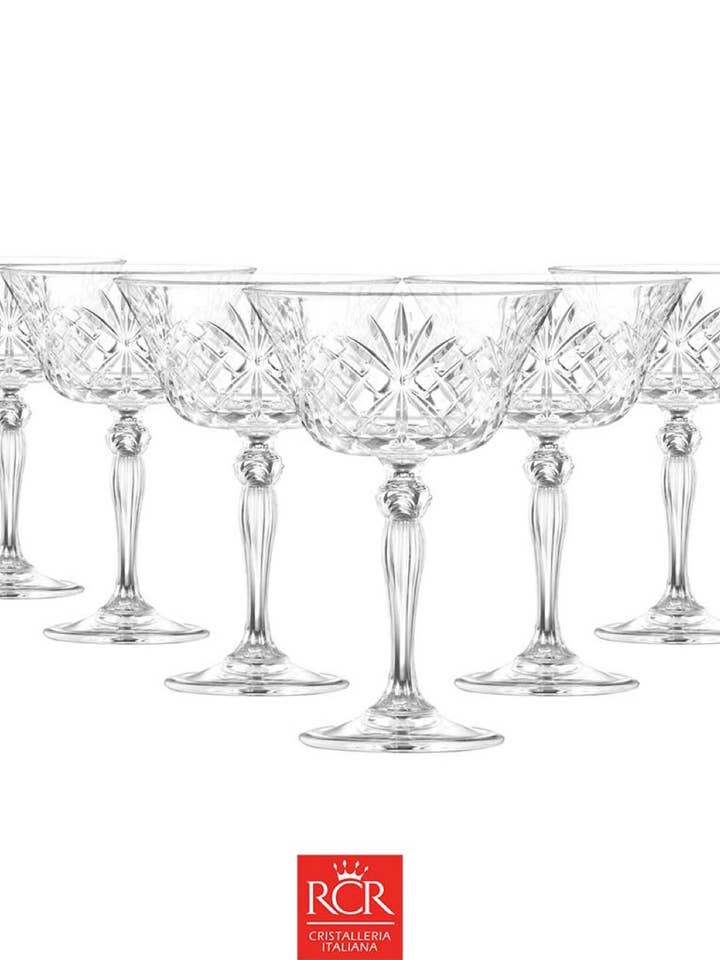 RCR Melodia bicchieri da champagne 26 cl 6 pz per la vendita all'ingrosso da parte di Hospitality Line