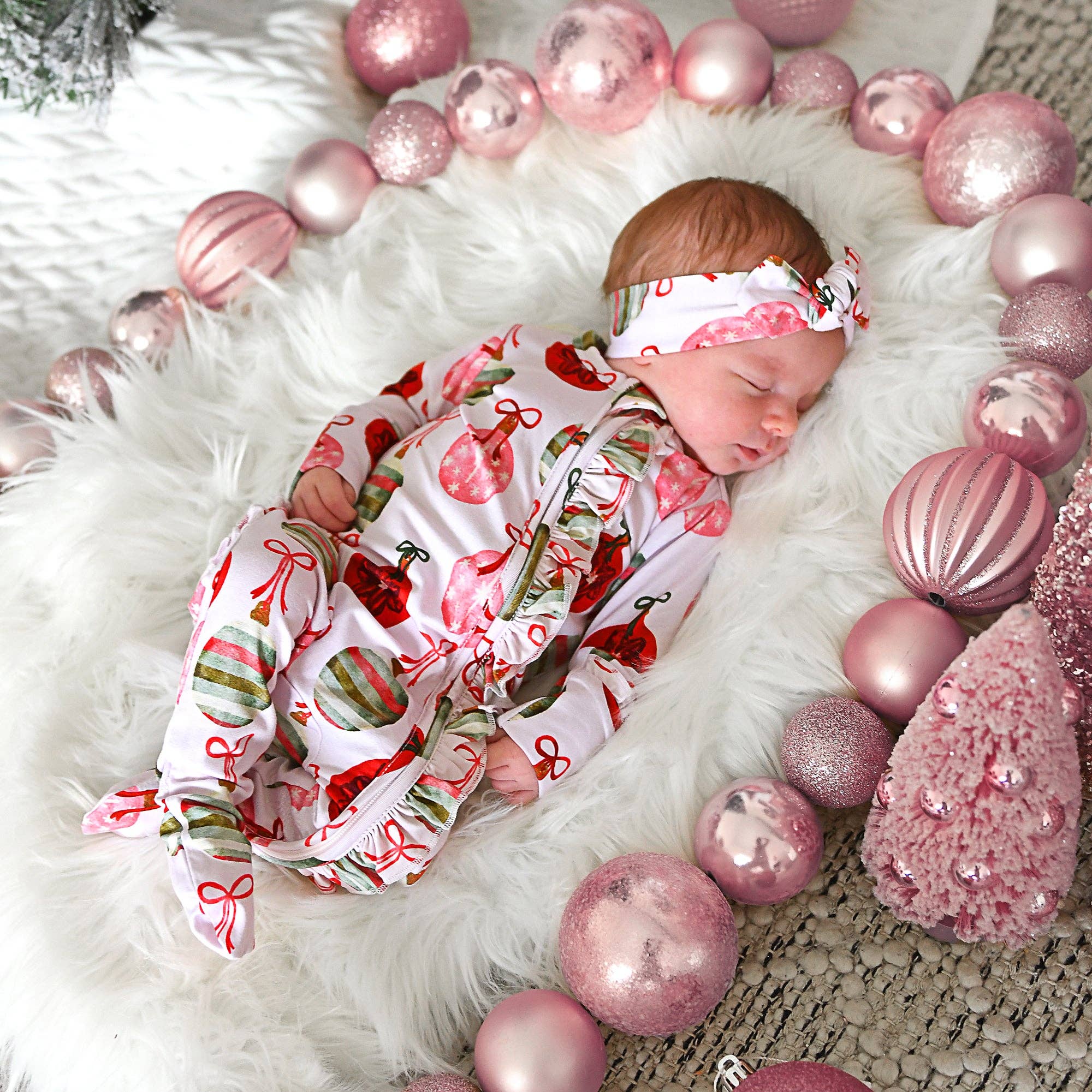 Gigi and Max - Wholesale Jumpsuit - Baby - Kit Ornaments RUFFLE ZIP xmas bamboo baby one piece outfit11