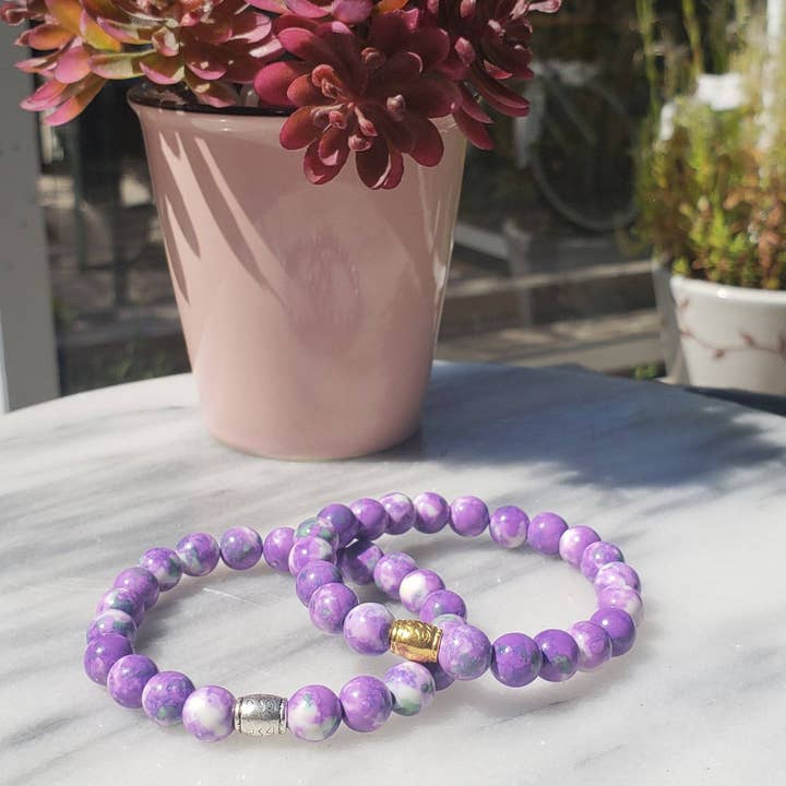 Purple Jade Gemstone Bracelet | Peace, Serenity, Intuition for wholesale by Alora Boutique Inc.