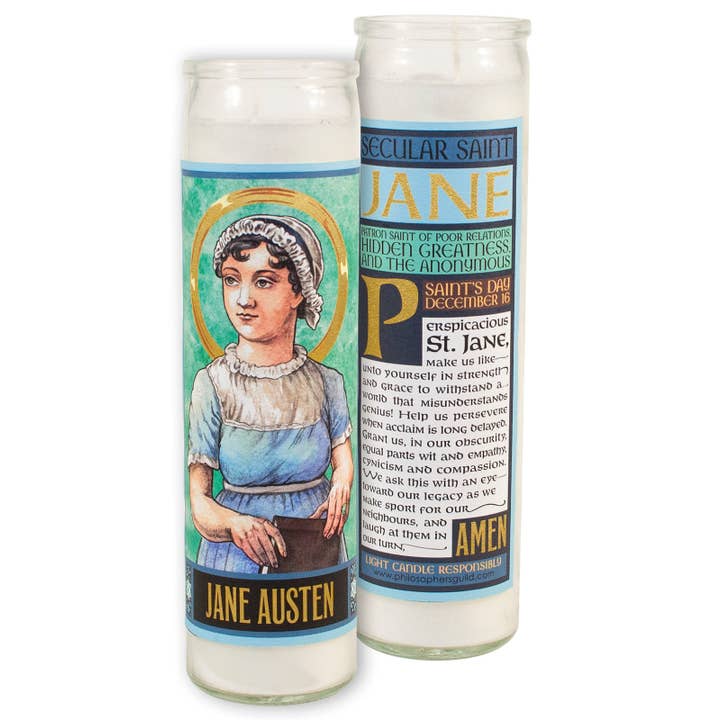 Jane Austen Secular Saint Candle for wholesale by Unemployed Philosophers Guild