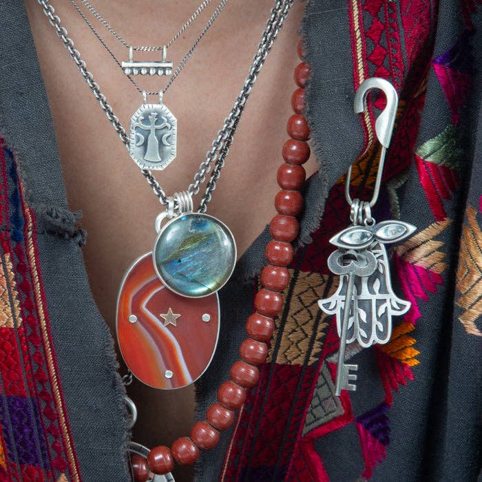 Round Cabochon Pendant Necklace for wholesale by Jane Diaz NY