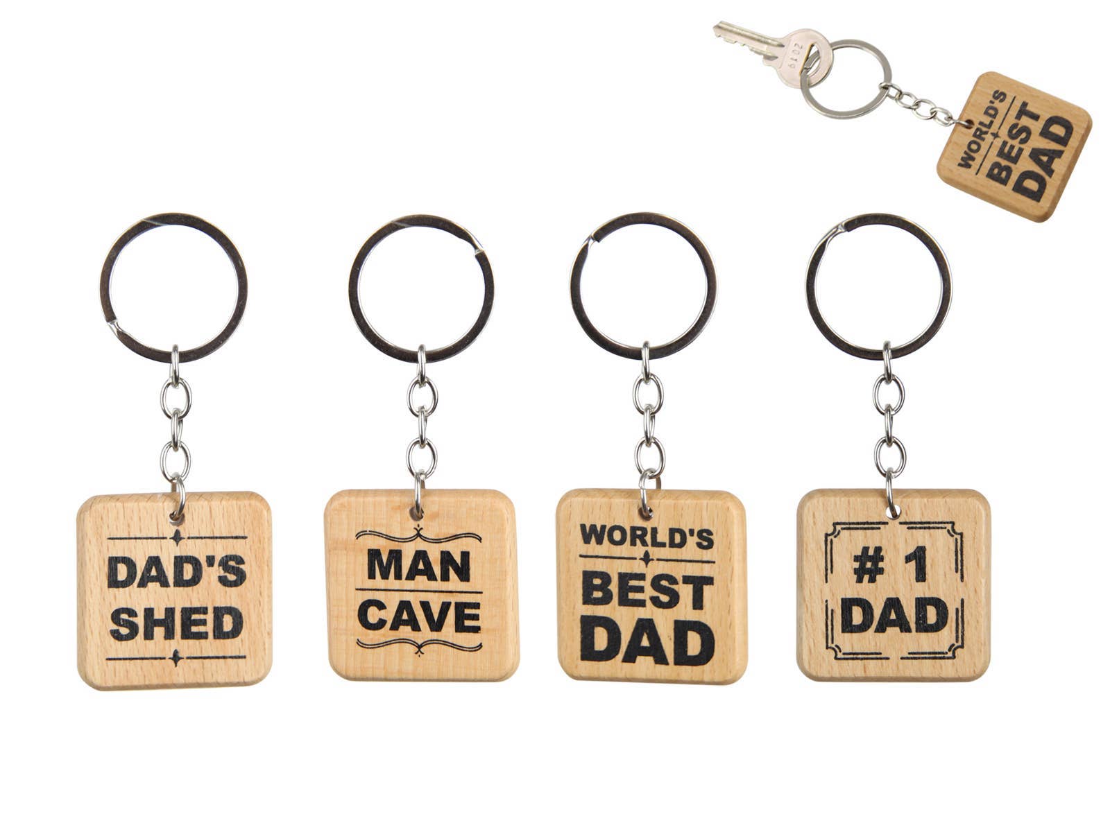 Cubby House by Malmar - Wholesale Keychain – Men's - Square Dad MDF Key Ring 4 Asstd0