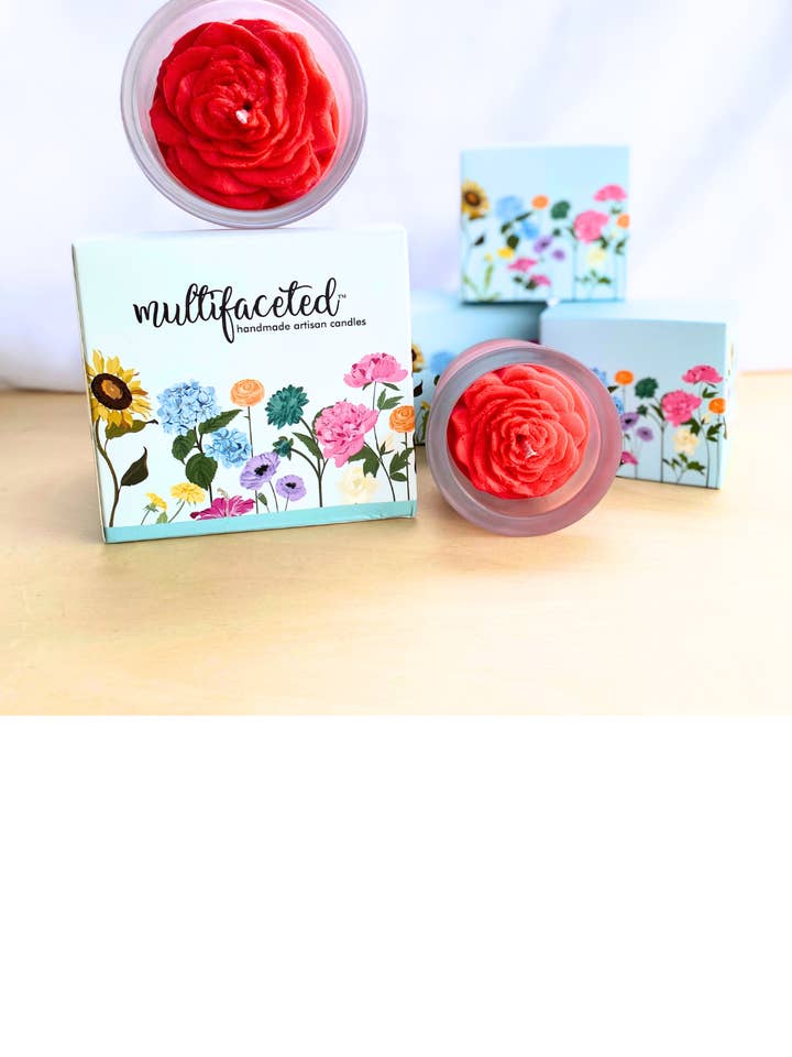 Rose Flower Candle- Eco-Friendly Candle-multiple sizes for wholesale by Multifaceted™ Artisan Candles