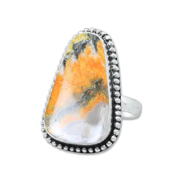 Handmade Jewels - Wholesale Cocktail/Statement Ring - Bumblebee Jasper Rings – Handmade, Silver-Plated, Designer (Made to Order)12