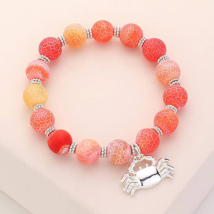 Crab Charm Beaded Stretch Bracelet for wholesale by Sensibling Corp.
